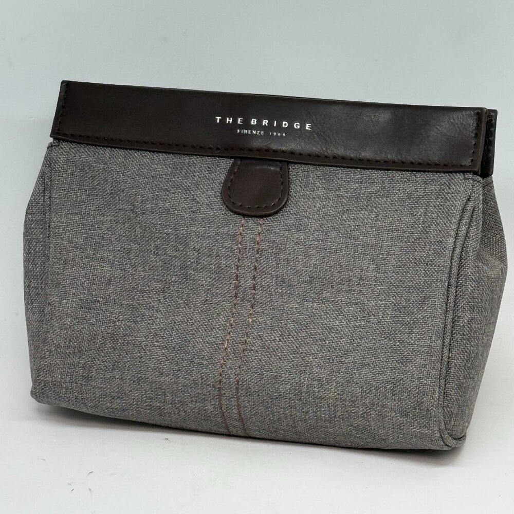 The Bridge Cosmetic Makeup Travel Toiletry Bag - Grey & Brown - New